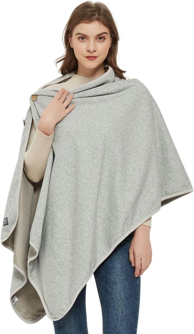 Radia Smart EMF Poncho Blanket, 5G, Wearable Faraday Blanket, RF Shielding, WiFi Blocker, EMF Clothing 28" x 72", Black/Grey