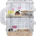 Small Hamster Cages and Habitats, Rat Cage with Hamster Accessories Including BallFood Dish, Water BottleSmall Animal Cage and Playpen, 12.5 * 7.4 * 15.7 in