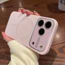 Misscase Magnetic Silicone Case for iPhone 17 Pro with Camera Lens Protector, Compatible with Magsafe, Smooth Shockproof Anti-Scratch, Microfiber Lining Inside Phone Case-Pink