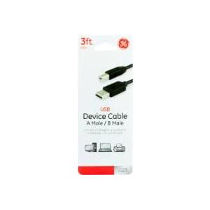 GE USB 2.0 Device Cable - Black, 3 ft