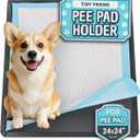 Skywin TidyFriend Dog Pee Pad Holder Tray - Fits Up to 24 x 24 Pee Pad Holder for Dogs - Stable Grip, Raised Edges, Quick-Wipe Silicone Surface Dog Pad Holder for Indoor Flooring Protection (Black) (1 Pack)