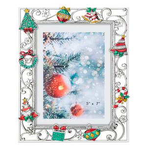 Guoer Photo Frame 5x7 Inch Snowflake Christmas Metal Photo Display (Gold)