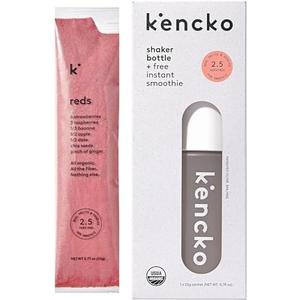 Kencko's Instant Smoothie Starter Pack - 1 Smothie Shaker Bottle + 1 Full Size Instant Smoothie Sample (Reds)