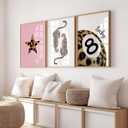 Leopard Wall Art Cheetah Canvas Prints Lucky 8 Ball Wall Decor Fashion Leopard Poster Aesthetic Pictures Trendy Cheetah Painting Preppy Artwork for Living Room Bedroom 12x16 Inch Unframed Set of 3