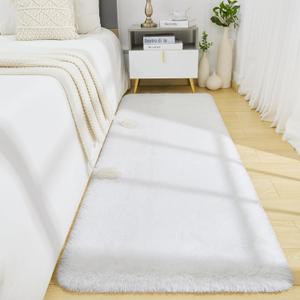 BENRON Soft Runner Rugs for Bedroom 2x6, Washable Long Runners for Hallway Entryway Kitchen Dorm, Fluffy Throw Rug for Kids Girls Room Decor Photo Prop, White