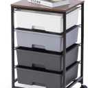 Utility Cart with 4 Drawers,Rolling Storage Cart with Drawers,Light Grey