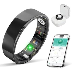 BIEMHA Smart Ring Health Tracker, Sleep/Exercise Monitoring, iOS/Android Compatible, IP68 Water Resistance, No Subscription Required, 5-Day Battery Life, Suitable for Both Women and Men (Black, 10)
