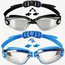 EverSport Kids Swim Goggles, Pack of 2 Swimming Goggles for Children Teens, Anti-Fog Anti-UV Youth Swim Glasses for Age4-16 (Black, M)