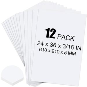 ToLanbbt 12 Pack White Foam Board, 24 x 36 x 3/16" Thick Foam Core Acid Free Poster Foamboard for Art Craft Projects, Painting, Displaying, Signage, Wedding, School
