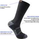 JOYNE 5 Pairs Mens Lightweight Athletic Crew Cushioned Breathable Work High Calf Long Boot Socks (Black), Large
