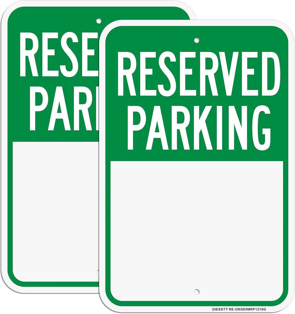 Blank Reserved Parking Sign, 2-Pack 12" X 18" Heavy-Gauge Reflective Aluminum Reserved Parking Signs, Write-On Sign, Weather Resistant, Waterproof