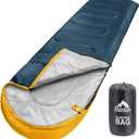 MEREZA Sleeping Bags XL for Adults Cold Weather Mens Large Wide Sleeping Bag for Big and Tall Girls Boys with Compression Sack for Camping Backpacking Warm & Cool Weather (Bermuda Bue&Yellow)