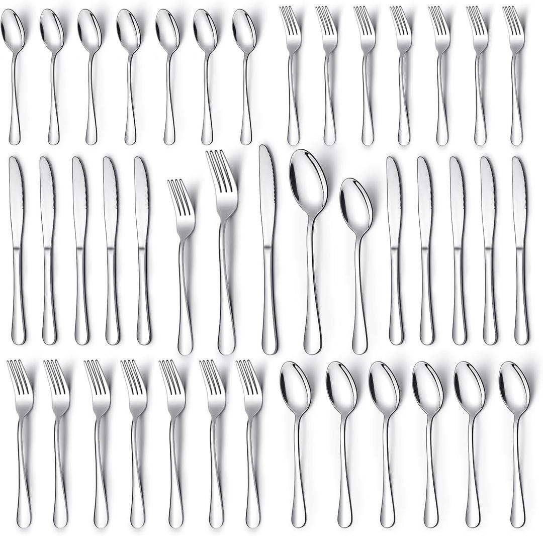 30 Piece Silverware Set for 6, Stainless Steel Flatware Utensils Set, Cutlery Set Knives Spoons and Forks Set, Mirror Polished, Dishwasher Safe