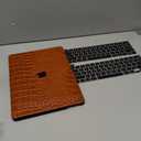 KEROM Compatible for Crocodile MacBook Pro 13 Inch Case 2025-2016 M2 M1 A2338 A2289 A2251 A2159 A1989 A1706 A1708, Textured Aligator Skin Snakeskin PU Leather Hardshell & Keyboard Cover, Brown