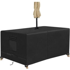 SIRUITON Rectangle Patio Table Cover with Umbrella Hole 72" L X 44" W X 23.6" H (COVER SIZENOT TABLE SIZE) Heavy Duty 600D Oxford Fabric Outdoor Waterproof Lawn Patio Furniture Covers