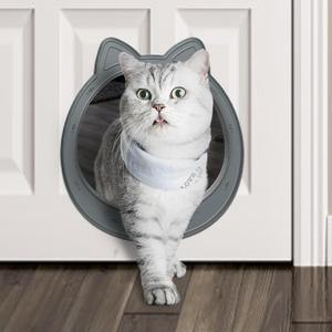 Large Cat Door Interior Door, No-Flap Cat Door for Interior Door, Pet Door for Cats, Easy DIY Setup, No Training, Up to 22 LBS, Easy to Install(Smoky Gray)