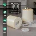 Extra Large Outdoor Waterproof Flameless Candle with 3 Wick, 6" x 6" Ivory Plastic Battery Operated LED Candle with Remote and Timer,Flickering Fake Pillar Candles for Garden Patio Porch Home Party