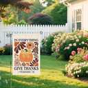 In Everything Give Thanks Garden Flag, Christian Pumpkin Bible Banner, Floral Christian Fall Thanksgiving Harvest Yard Outdoor Decor for Farmhouse Holiday, Thanksgiving Flags Gifts for Women BFF