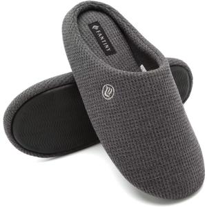 CIOR Unisex Men's Women's Memory Foam Slippers Comfort Cotton-blend Closed Toe House Shoes Indoor Scuff (11-12 Women/9-10 Men, 10.dark Gray)