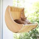 HAPYKITYS Window Cat Bed Moon Perches, Mounted with Strong Suction Cups Cat Window Seat for Sleep and Watch Birds
