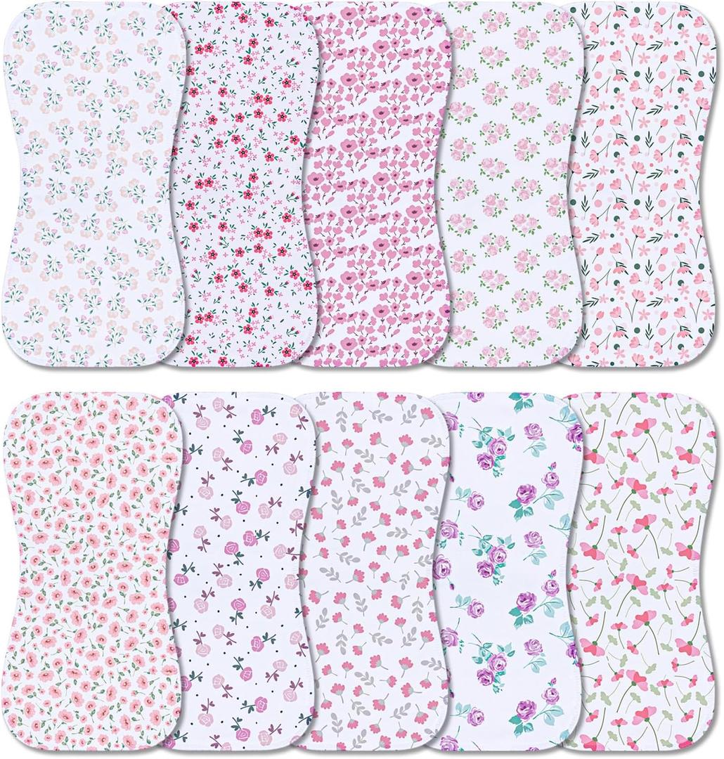 10-Pack Burp Cloths for Baby Boys and Girls - Organic Baby Burp Cloth,Baby Washcloths, Burp Rags, Large Neutral Burp Clothes for Newborn (Multicolor-o)