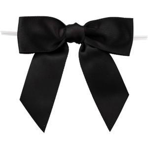 7Rainbows 30pcs Boutique 3.5" Black Satin Ribbon Twist Tie Bows for Tying Up Packages Gift Wrapping