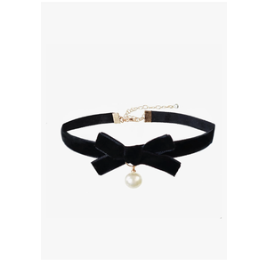 Bow Choker Necklace Black Lace Bow Ribbon Necklace Pearl Bow Necklace Red Bow Necklace for Women Bow Jewelry for Christmas Gifts
