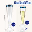 100 Pack Plastic Champagne Flutes, 4.5 oz Disposable Champagne Glass, Clear Plastic Cups, Toasting Glasses for Wedding, Party, Birthday, Cocktail Cups(Blue)