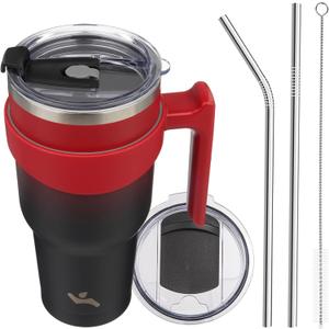 40 oz Tumbler with Handle and 2 Straw 2 Lid, Insulated Water Bottle Stainless Steel Vacuum Cup Reusable Travel Mug,Mystic Moon