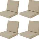 Outdoor Chair Cushions Set of 4, Water-Resistant & Fade-Resistant, Patio Furniture Deep Seat Cushions Replacement with Back, Non-Slip Bottom, Removable Cover, 24 x 24 Inch, Natural, 24" x 24" 4 Pack