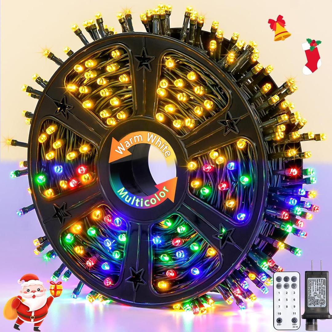 JMEXSUSS 500 LED Color Changing Christmas Lights, 173ft Warm White & Multicolor String Lights with Remote Outdoor Waterproof Christmas Tree Lights Plug in for Party Christmas Indoor Decor