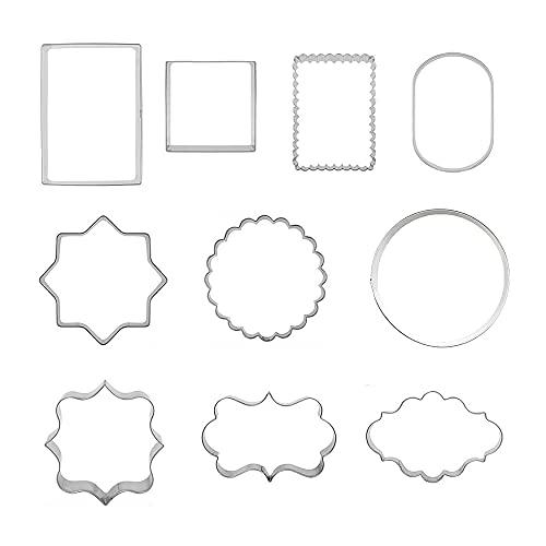 10 PCS Plaque Frame Cookie Cutters Set Fondant Tiles Biscuit Cutter Molds for Cookie Fruit Shapes