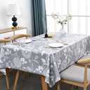 Zobesta Square Vinyl Tablecloths 55 x 55 Inch Waterproof Tablecloth, Gray Tablecloth White Vinyl Table Cloth for Kitchen, Party, Picnic, Outdoor Tablecloths (Grey Floral)