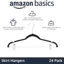 Amazon Basics Velvet Non-Slip Skirt Clothes Hangers with Clips, 360 Degree Rotatable Hook, Organize Pants and Skirts, Black/Silver, 24-Pack