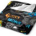 Monster Cartoon Truck Car Throw Blanket Soft Bed Bedding Warm Cozy Plush Flannel Fleece Blankets Gifts for Kids Boys Teens, Sofa Couch Bedroom Home Decor, 50"x40"