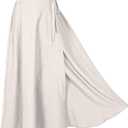 Women's Linen Wrap Skirt Casual Maxi Skirt Vintage A line Linen Skirt (White, M)