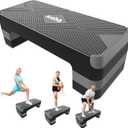 Aroha Aerobic Step Platform, Non Slip Adjustable Height Step Trainer, Grey | Non Slip Adjustable Height Exercise Step Trainer, Home Gym Cardio Workout Equipment for Men Women Beginner to Professional, Gray