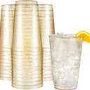 R-kay 14 oz Gold Glitter Plastic Cups - 50 Pack - Hard Disposable Party Cups