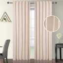 Natural Cotton Tab Top Curtains  50x96 inch Window Panel Set, 2 Panels for Living Room, Bedroom or Bathroom