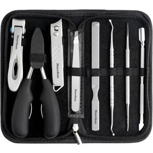 Nail Clippers Kit, 8-Piece Stainless Steel Toenail & Fingernail Clipper with Nail File & Cleaner, Precision Sharp Blade for Easy Clean Cut, Ideal for Men, Women, Seniors, Gift Pack