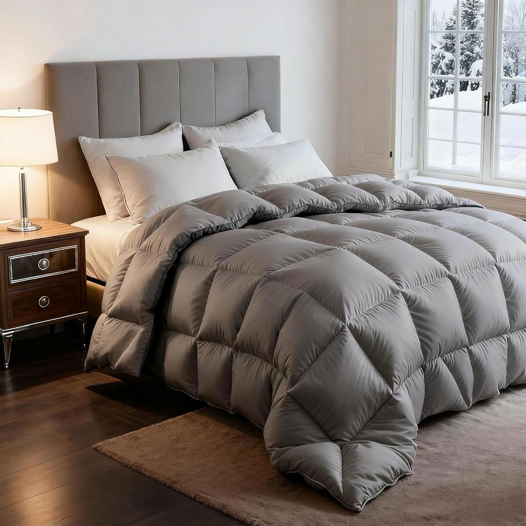 Queen Size Down Fiber Comforter, All Season Cotton Down Duvet Insert, High Fill Power Fluffy Ultra-SoftHotel Collection