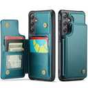 Vinich for Samsung Galaxy S24 Plus Wallet Case with Card Holder, RFID Blocking Credit Slots Kickstand Shockproof Phone Cover Fit for Galaxy S24 Plus 6.7" Bluish Green