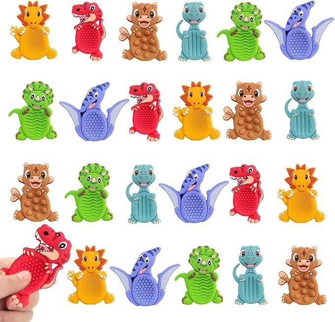 24Pack Dinosaur Sensory Fidget Stress Toys for Kids Classroom, Autism Calming Special Education Must Haves Travel Essentials, Valentine's Day Cards Gifts for Party Favors Class Birthday 3 5 7 Boy Girl