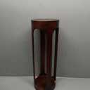 Wood Round Drink Table for Living Room Bed Room Side Endtables Coffee Cup Stand Pedestal Modern Nightstands Stool Wooden Decorative Drink Tables for Plant Display&Storages (Dark Walnut(8x23"))