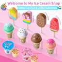 Mini Wooden Ice Cream Toys for Kids Pretend Play Kitchen Food Toys, Counter Shop Playset for Toddlers with Scoop & Menu & Fake Money for 3 4 5 6 Year Old Girls Boys Christmas Birthday Gifts