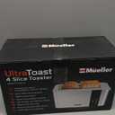 Mueller UltraToast Full Stainless Steel Toaster 4 Slice, Long Extra-Wide Slots for Bagels and Waffles, 6 Browning Levels, LED Display, Cancel/Defrost/Reheat Functions & Removable Tray, Kitchen Gadgets