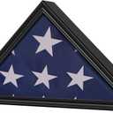 Military Flag Display Case for Burial Flag - Fits a Folded 5' x 9.5' Flag Military Flag Box - Wooden Frame with Glass with Wall Mount - Flag Display Case for Burial Flag Black