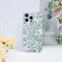 Compatible with iPhone 16 Pro MaxCase Vintage Green Floral Pattern, Cute Trendy Soft TPU Silicone Shockproof Full Camera Protection Cover Designed for Women Girls Boy Men Aesthetic (Green)