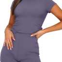 SAMPEEL Womens Two Piece Lounge Sets Casual Summer Outfits 2 Piece Short Matching Clothing Set (Purple, L)