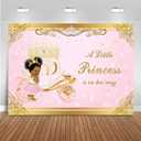 Mocsicka Royal Gold Princess Backdrops Pink Little Princess is On The Way Baby Shower Photography Background Glitter Gold Princess Carriage Geometrical Decoration Newborn Props (7x5ft)